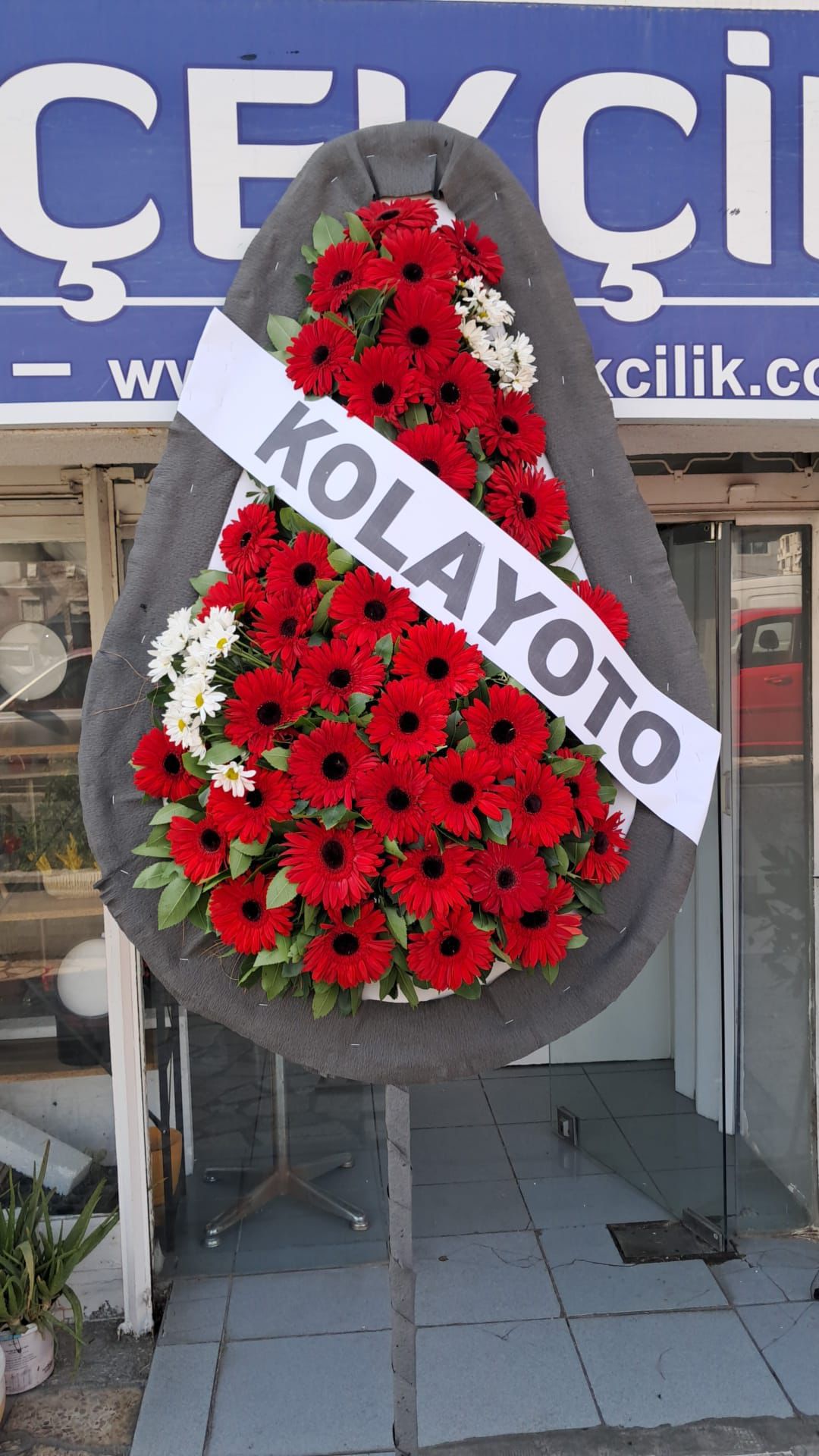 Çiğli Armut Model Canlı Kırmızı Cenaze Çelenk